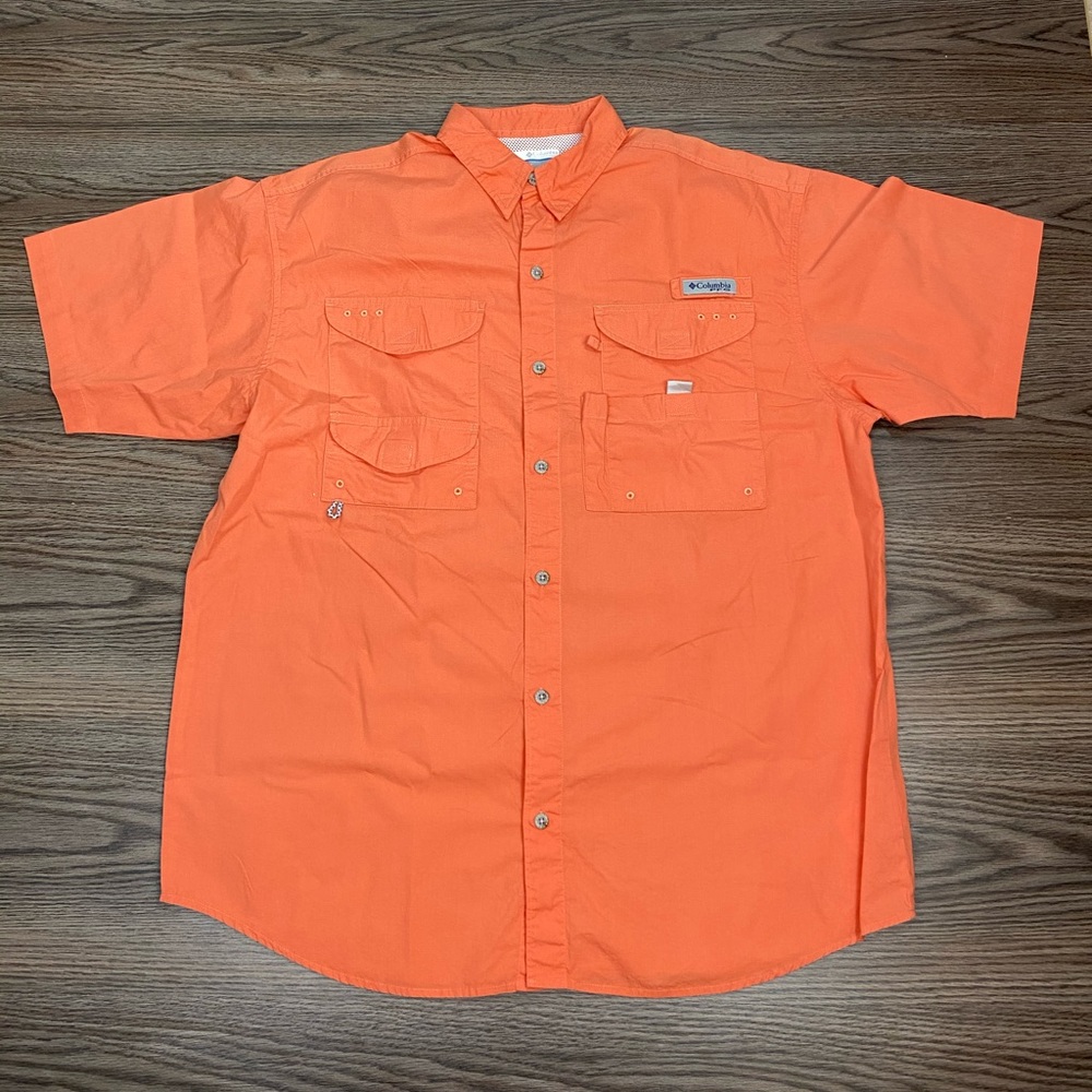 Columbia PFG Orange Fishing Shirt M